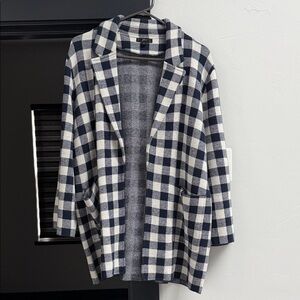 J. Crew Checkered Blazer in Navy and White